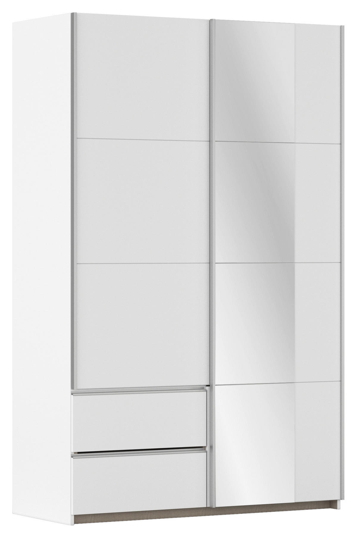 SCHWEBETÜRENSCHRANK  in Weiß  - Alufarben/Weiß, MODERN, Holzwerkstoff (131/210/59cm) - Rauch Möbel