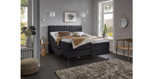 BOXSPRINGBETT 180/200 cm  in Anthrazit  - Chromfarben/Anthrazit, Design, Textil/Metall (180/200cm) - Xora