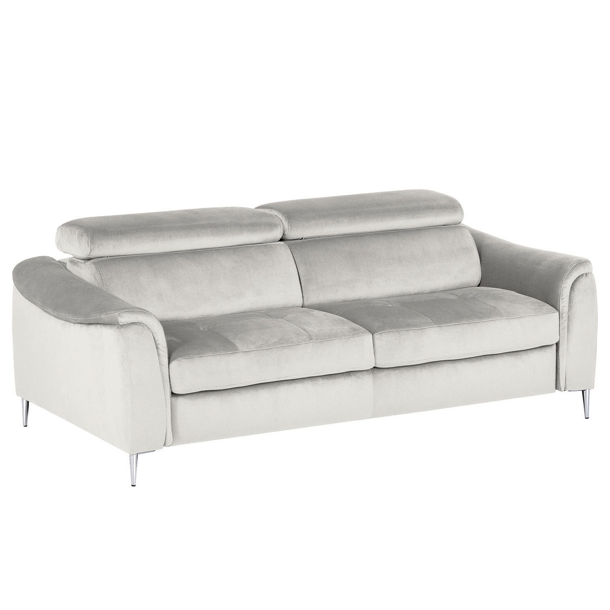 SCHLAFSOFA Samt Hellgrau  - Chromfarben/Hellgrau, Design, Textil/Metall (203/77-98/103cm) - MID.YOU