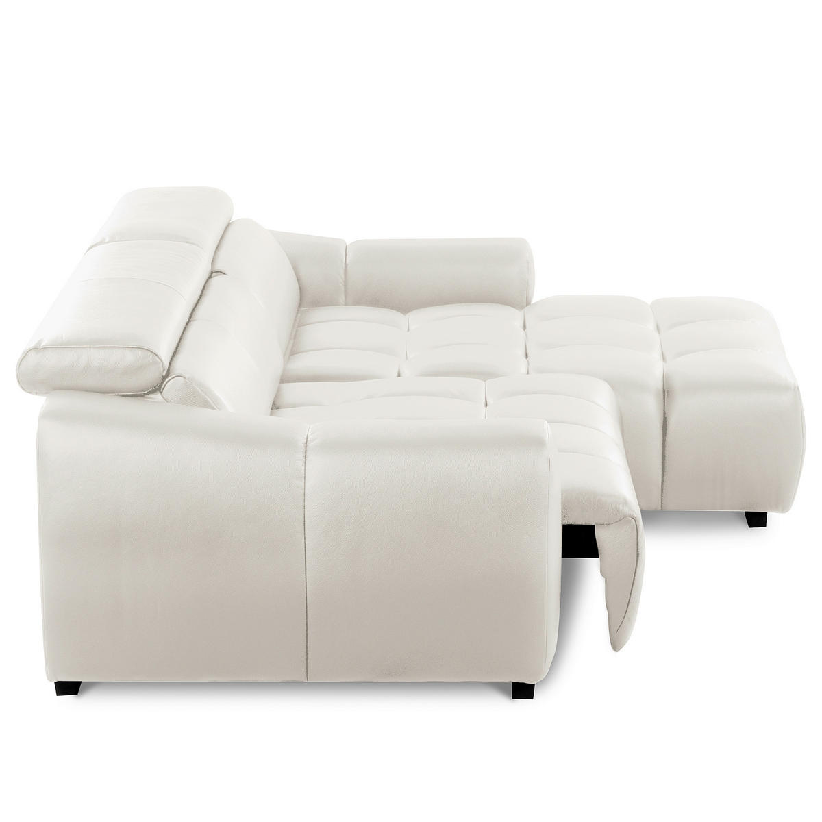 ECKSOFA  Echtleder Weiss  - Weiss/Schwarz, Design, Leder/Kunststoff (274/177cm) - Livetastic