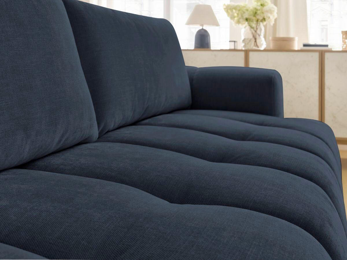 SCHLAFSOFA FUJI Leinenoptik Dunkelblau  inkl.  - Schwarz/Dunkelblau, MODERN, Kunststoff/Textil (251/113/88cm)