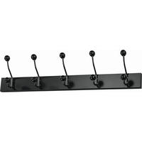 LIŠTA S HÁČIKMI - čierna, Basics, kov/kompozitné drevo (65/13/7cm) - Xora