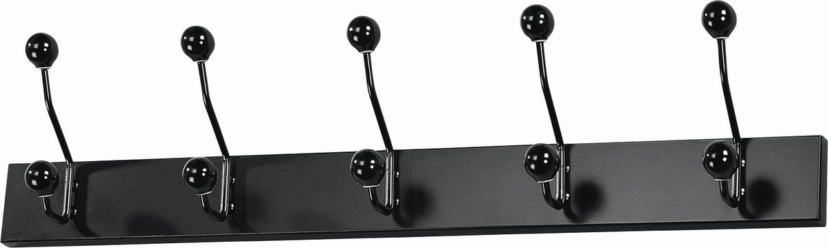 LIŠTA S HÁČIKMI - čierna, Basics, kov/kompozitné drevo (65/13/7cm) - Xora