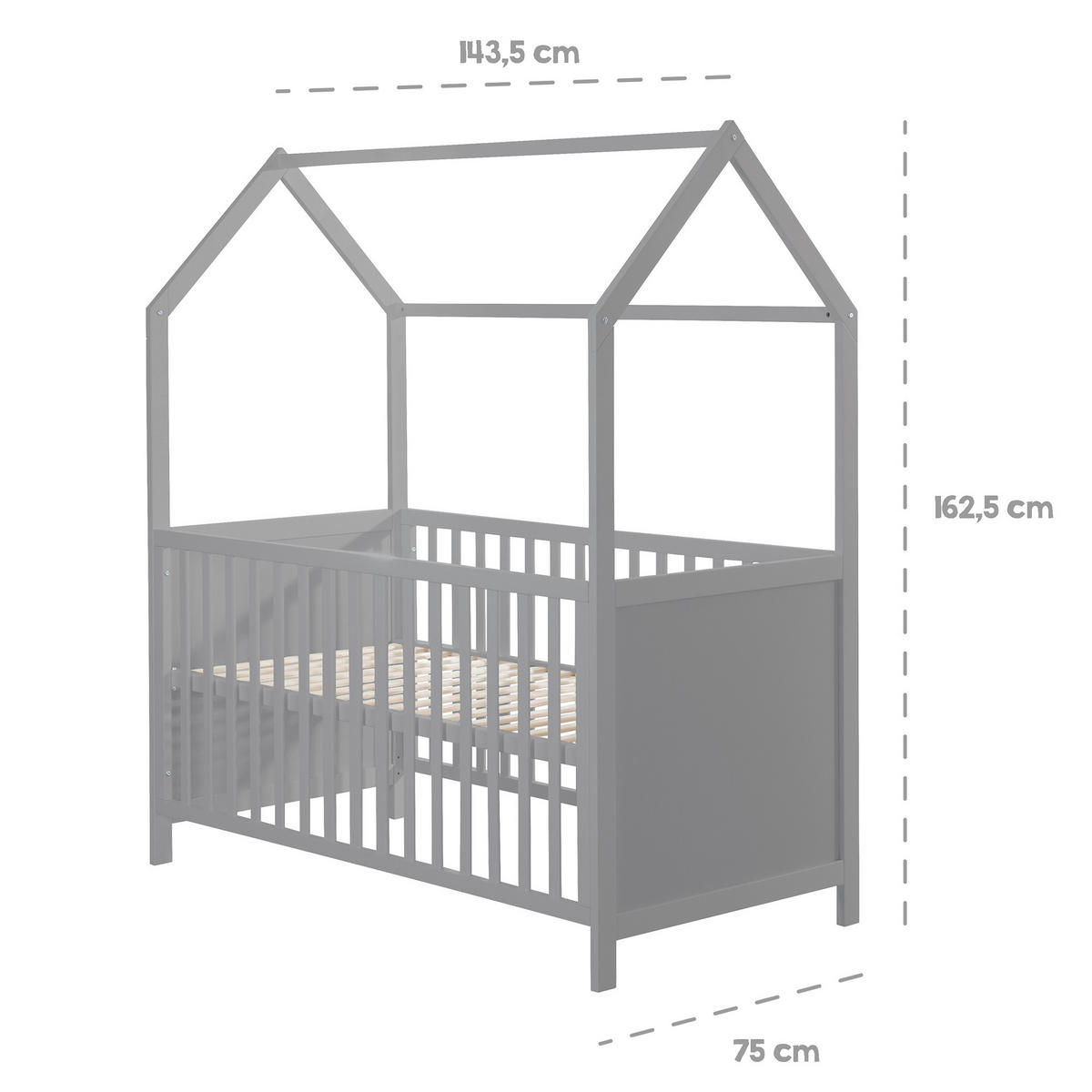 HAUSBETT  - Taupe, Basics, Holz/Holzwerkstoff (75/162,5/143,5cm) - Roba