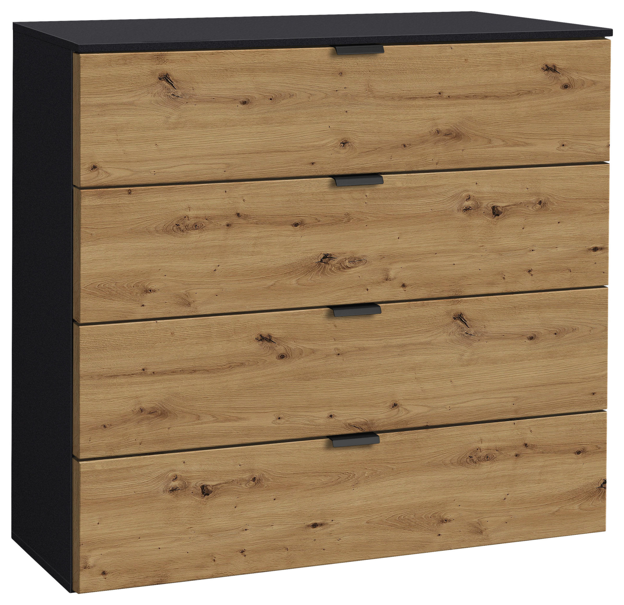 KOMMODE , 80/80/42 cm, 4 Schublade(n)  - Dunkelgrau/Graphitfarben, KONVENTIONELL, Holzwerkstoff/Metall (80/80/42cm) - Carryhome