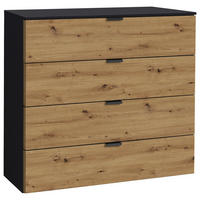 KOMMODE , 80/80/42 cm, 4 Schublade(n)  - Dunkelgrau/Graphitfarben, KONVENTIONELL, Holzwerkstoff/Metall (80/80/42cm) - Carryhome