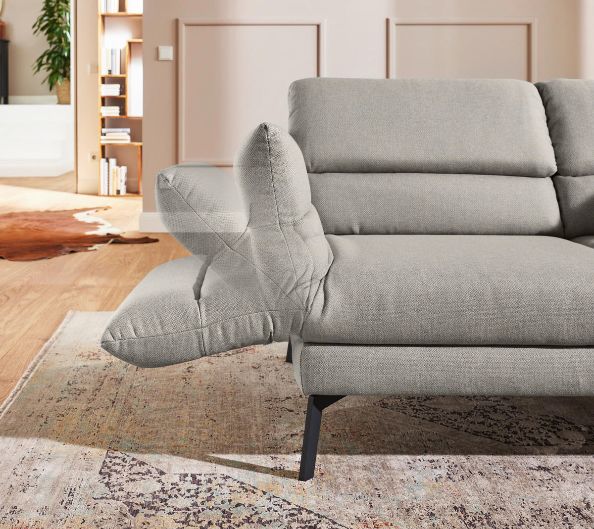 2-SITZER-SOFA Flachgewebe Beige  - Beige/Schwarz, Design, Textil/Metall (178-226/83-113/96-177cm) - Dieter Knoll