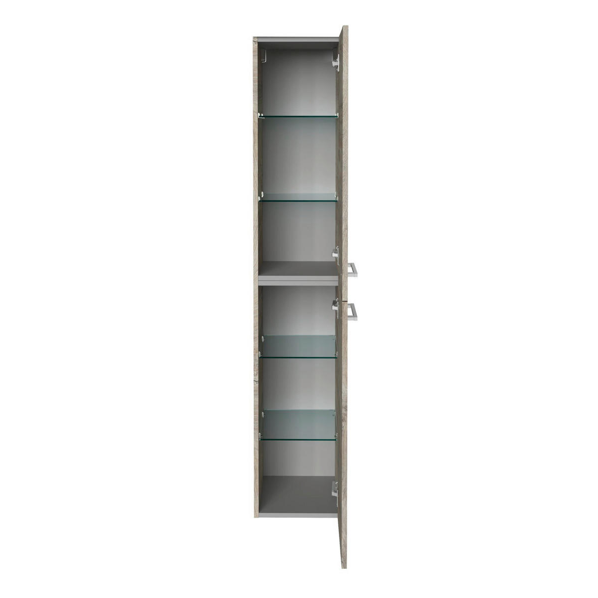 HOCHSCHRANK 30/162/31,8 cm  - Chromfarben/Eichefarben, Basics, Glas/Holzwerkstoff (30/162/31,8cm) - MID.YOU