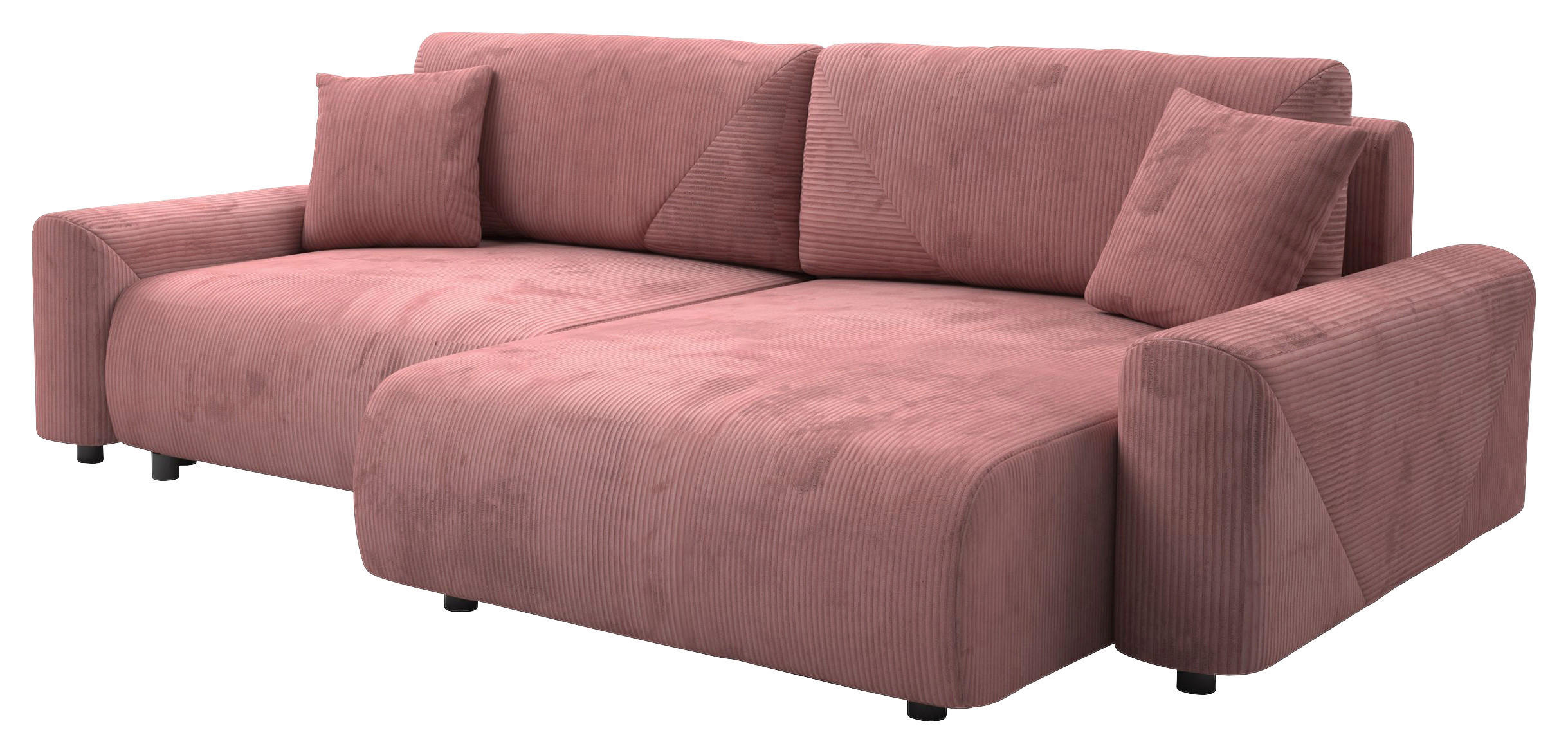 Ecksofa inkl. Funktionen Pink Cord  - Pink/Schwarz, MODERN, Kunststoff/Textil (238/168cm) - Stylife