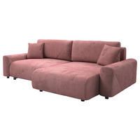 Ecksofa inkl. Funktionen Pink Cord  - Pink/Schwarz, MODERN, Kunststoff/Textil (238/168cm) - Stylife