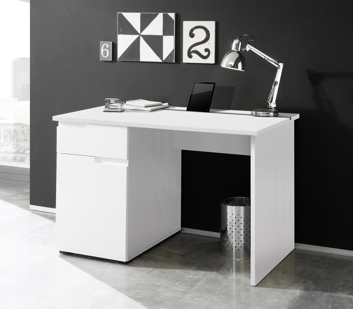 PÍSACÍ STÔL, biela, 120/76/67 cm - biela, Design, kompozitné drevo (120/76/67cm) - Xora