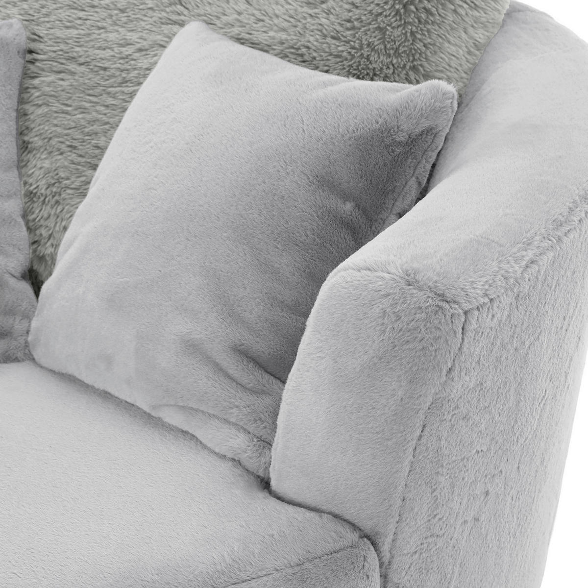 SESSEL in Plüsch Hellgrau  - Hellgrau/Schwarz, KONVENTIONELL, Textil/Metall (115/72/115cm) - Ambia Home