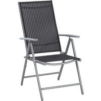 SCAUN PLIANT DE EXTERIOR in metal, textil negru, argintiu, alb  - argintiu/alb, Basics, metal/textil (56/106/64cm) - Xora