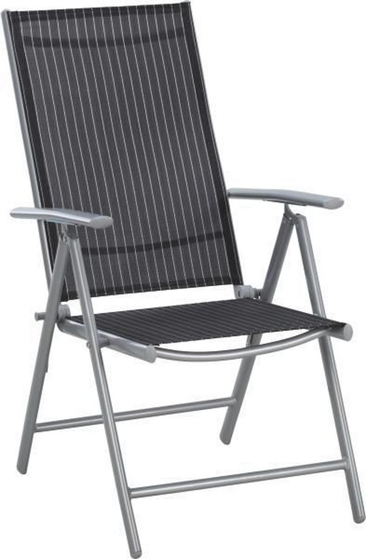 SCAUN PLIANT DE EXTERIOR in metal, textil negru, argintiu, alb  - argintiu/alb, Basics, metal/textil (56/106/64cm) - Xora
