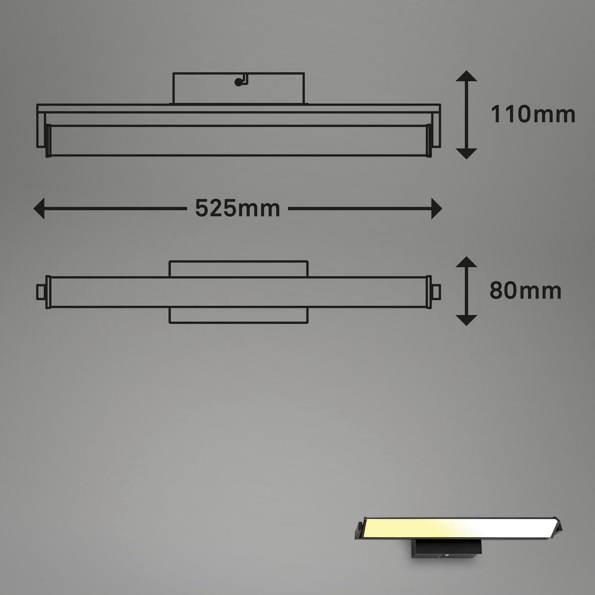 ZIDNA LED LAMPA - crna, Osnovno, metal (52,5/8/11cm)