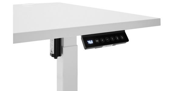SCHREIBTISCH höhenverstellbar, Kabeldurchlass, Memoryschalter - Weiß, MODERN, Holzwerkstoff/Metall (160/77/72-120cm) - Carryhome