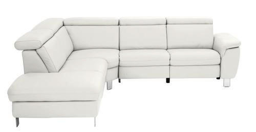 HÖRNSOFFA i äkta läder vit  - vit/aluminiumfärg, Design, metall/läder (242/271cm) - Livetastic