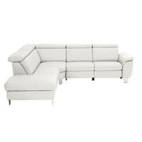 ECKSOFA in Echtleder Weiss  - Weiss/Alufarben, Design, Leder/Metall (239/271cm) - Cantus