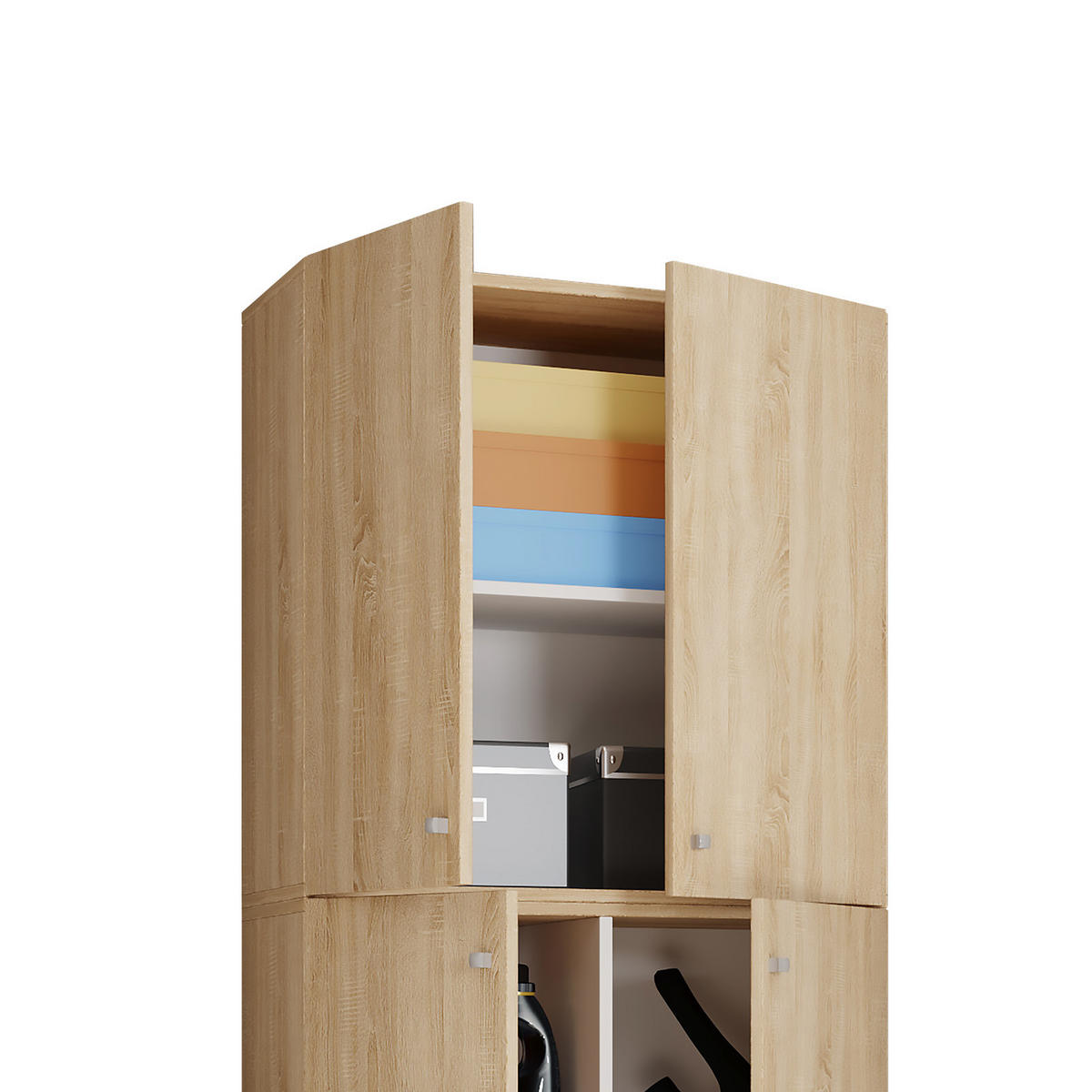 MULTISKÅP 70/200/39 cm 4-dörrar - Sonoma ek/grå, Modern, trämaterial/plast (70/200/39cm) - MID.YOU