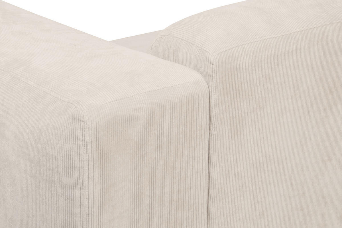 ECKSOFA HANNAH Creme Cord  - Creme/Schwarz, Design, Kunststoff/Textil (170/343cm) - MID.YOU