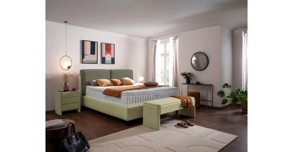 BOXSPRINGBETT 180/200 cm  in Hellgrün, Greige  - Greige/Schwarz, Design, Textil/Metall (180/200cm) - Johann Jakob