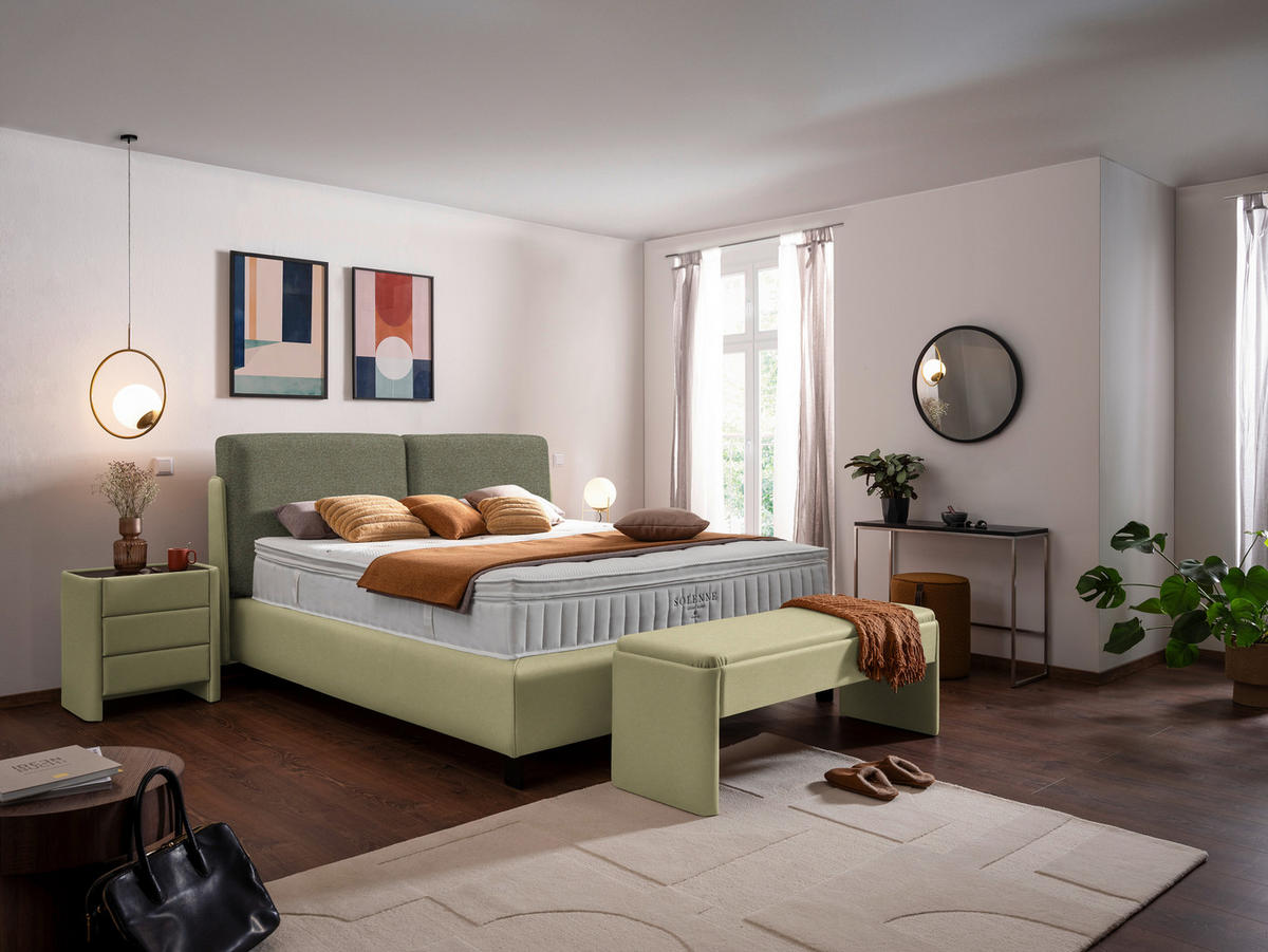 BOXSPRINGBETT 160/200 cm  in Hellgrün, Greige  - Greige/Schwarz, Design, Textil/Metall (160/200cm) - Johann Jakob