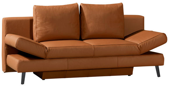 SCHLAFSOFA in Echtleder Braun  - Schwarz/Braun, Design, Leder/Metall (200/85/90cm) - Novel