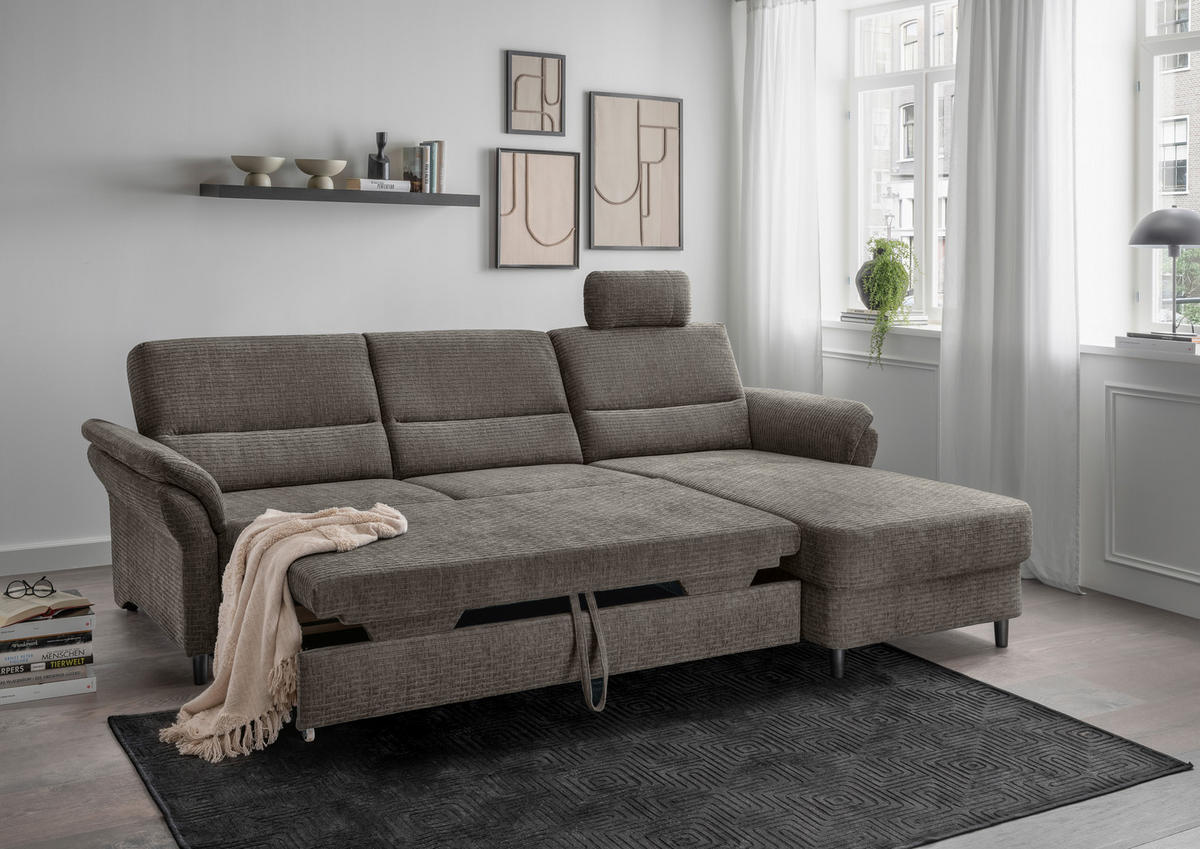 ECKSOFA Graubraun Mikrofaser - Einrichtungsbeispiel