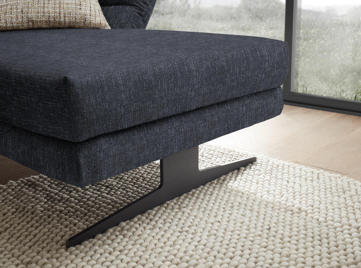 ECKSOFA in Flachgewebe Grau  279-327/176-217 cm  - Schwarz/Grau, Design, Textil/Metall (279-327/176-217cm) - Dieter Knoll
