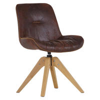 STUHL - Eichefarben/Dunkelbraun, Design, Holz/Textil (55/84/60cm) - Linea Natura
