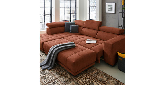 ECKSOFA in Mikrofaser Rostfarben  - Rostfarben/Schwarz, Design, Textil/Metall (207/301cm) - Xora