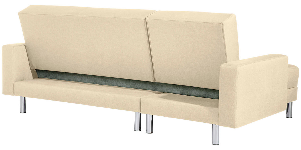 ECKSCHLAFSOFA inkl. Hocker in Beige Textil   - Chromfarben/Beige, Konventionell, Textil/Metall (152/230cm) - Max Winzer