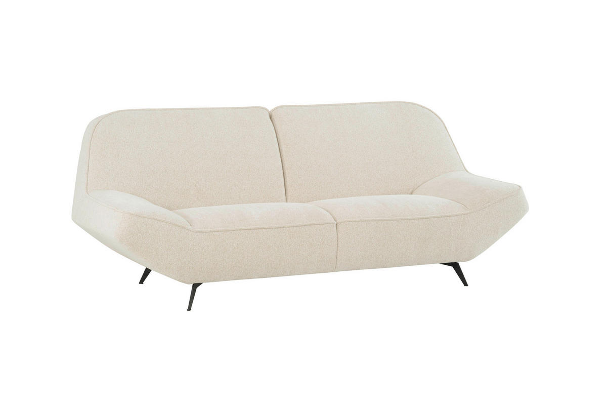 3-SITZER-SOFA Chenille Creme  - Creme/Schwarz, Design, Textil/Metall (223/87/96cm) - MID.YOU