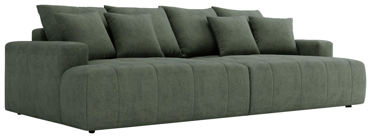 BIGSOFA ADELE Chenille Dunkelgrün  - Dunkelgrün/Schwarz, Design, Kunststoff/Textil (270/85/136cm) - Livetastic