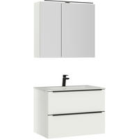 BADEZIMMER 3-teilig  in 81 cm  - Schwarz/Weiß, MODERN, Holzwerkstoff/Stein (81cm) - Nobilia