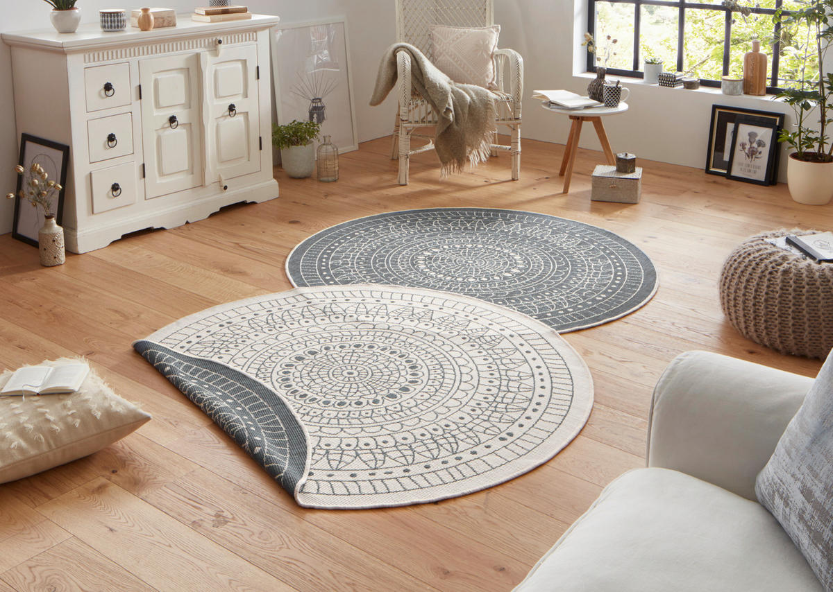 OUTDOORTEPPICH 200 cm Twin Creme, Grau  - Creme/Grau, Design, Kunststoff (200cm)