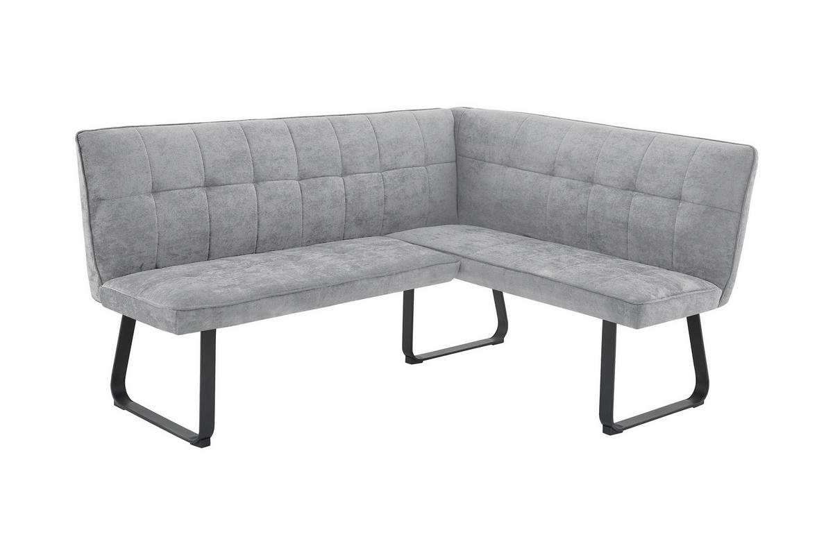 ECKBANK 168/128 cm  in Hellgrau  - Hellgrau/Schwarz, MODERN, Textil/Metall (168/128cm) - MID.YOU