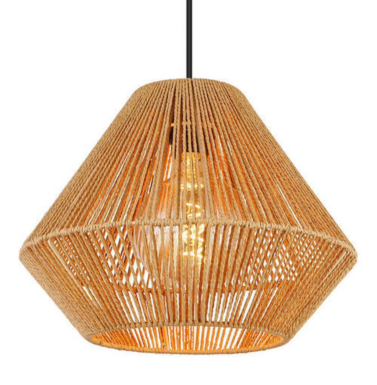 HÄNGLAMPA HOUDINI 35/120 cm  - svart/naturfärgad, Natur, metall/plast (35/120cm) - Globo