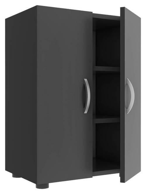 SCHUHSCHRANK Anthrazit - Anthrazit/Alufarben, MODERN, Holzwerkstoff/Kunststoff (48,5/73,9/32cm) - MID.YOU