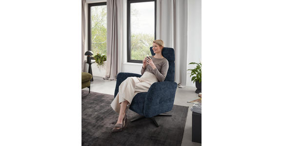 RELAXSESSEL in Textil Blau  - Blau/Schwarz, Design, Textil/Metall (82/113/90cm) - Dieter Knoll