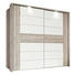 SCHWEBETÜRENSCHRANK 2 -türig Eichefarben, Weiß - Edelstahlfarben/Eichefarben, Design, Holzwerkstoff/Metall (270/210/61cm) - CARRYHOME