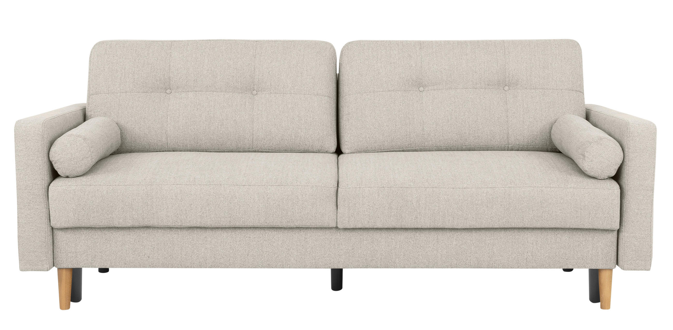 SCHLAFSOFA Hellgrau  - Buchefarben/Hellgrau, Design, Holz/Textil (222/93/99cm) - MID.YOU