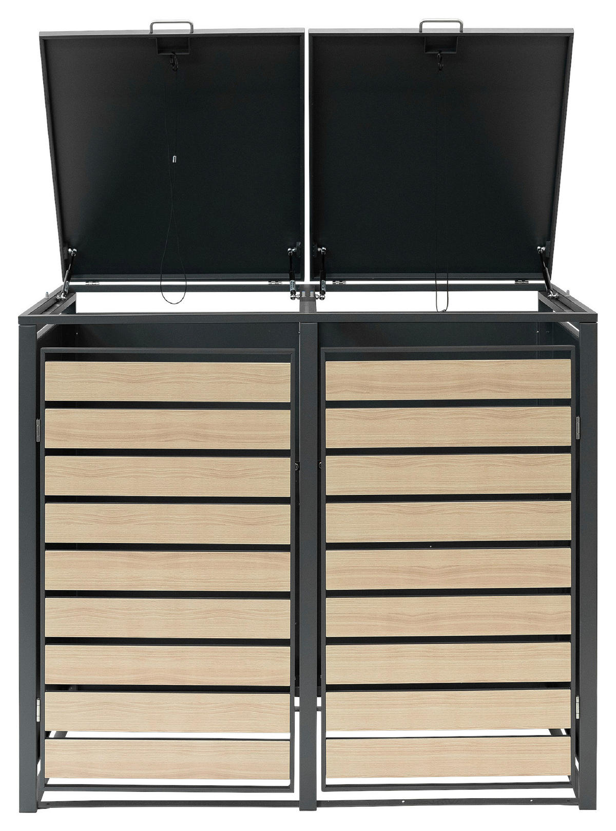 MÜLLTONNENBOX - Anthrazit/Naturfarben, Basics, Metall (80/116/132cm) - Ambia Garden