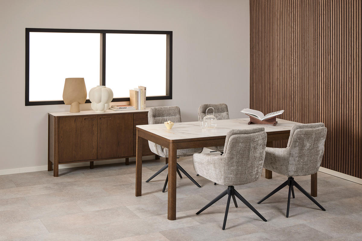 ESSTISCH Holz, Keramik 180/90/75 cm  - Creme/Braun, Modern, Holz/Keramik (180/90/75cm) - MID.YOU