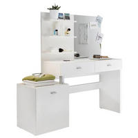 SCHMINKTISCH Weiß  - Silberfarben/Weiß, Design, Glas/Holzwerkstoff (132/145/43cm) - MID.YOU
