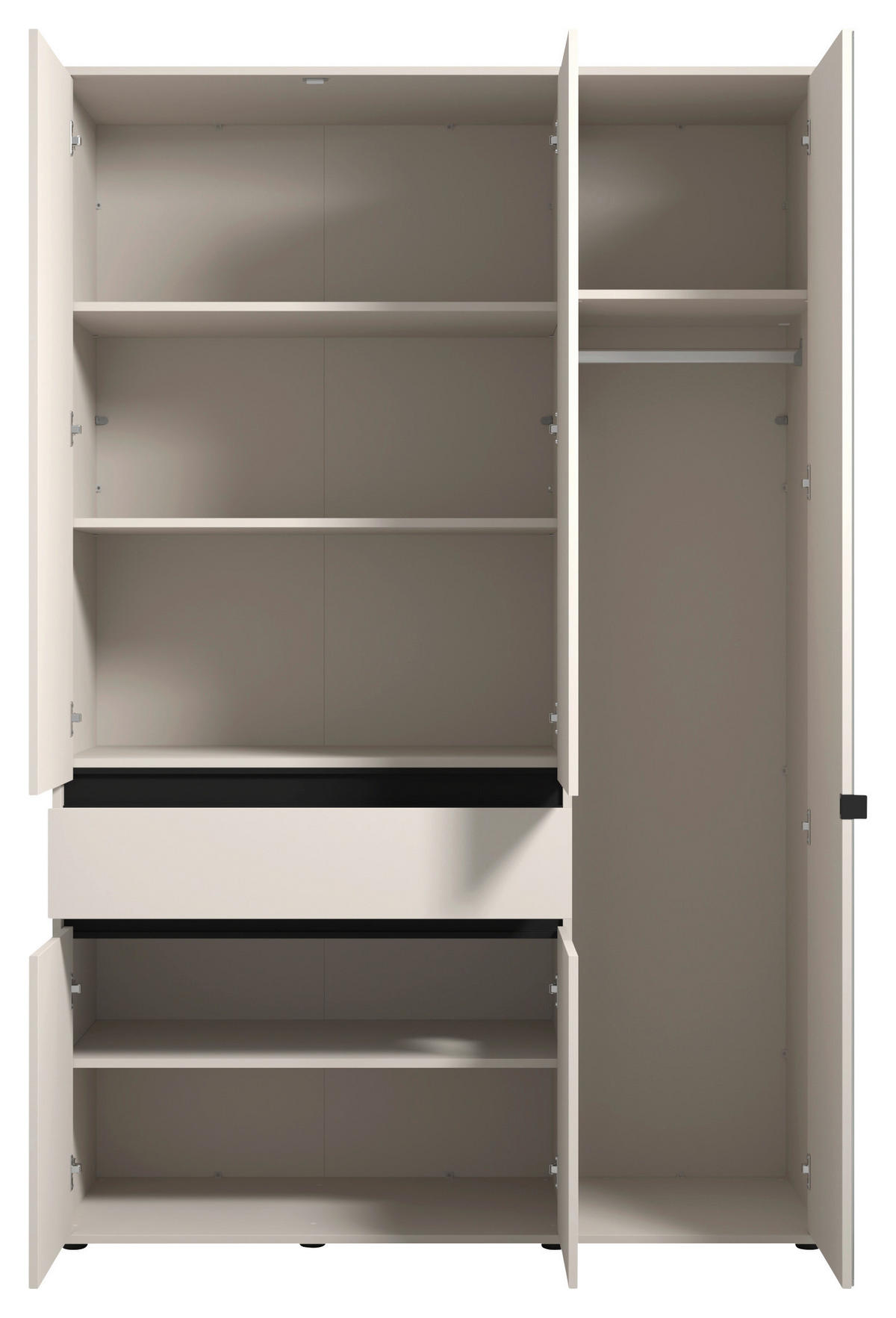 DREHTÜRENSCHRANK 5-türig Schwarz, Kaschmir  - Kaschmir/Schwarz, Basics, Glas/Holzwerkstoff (138/210.5/54cm) - Xora