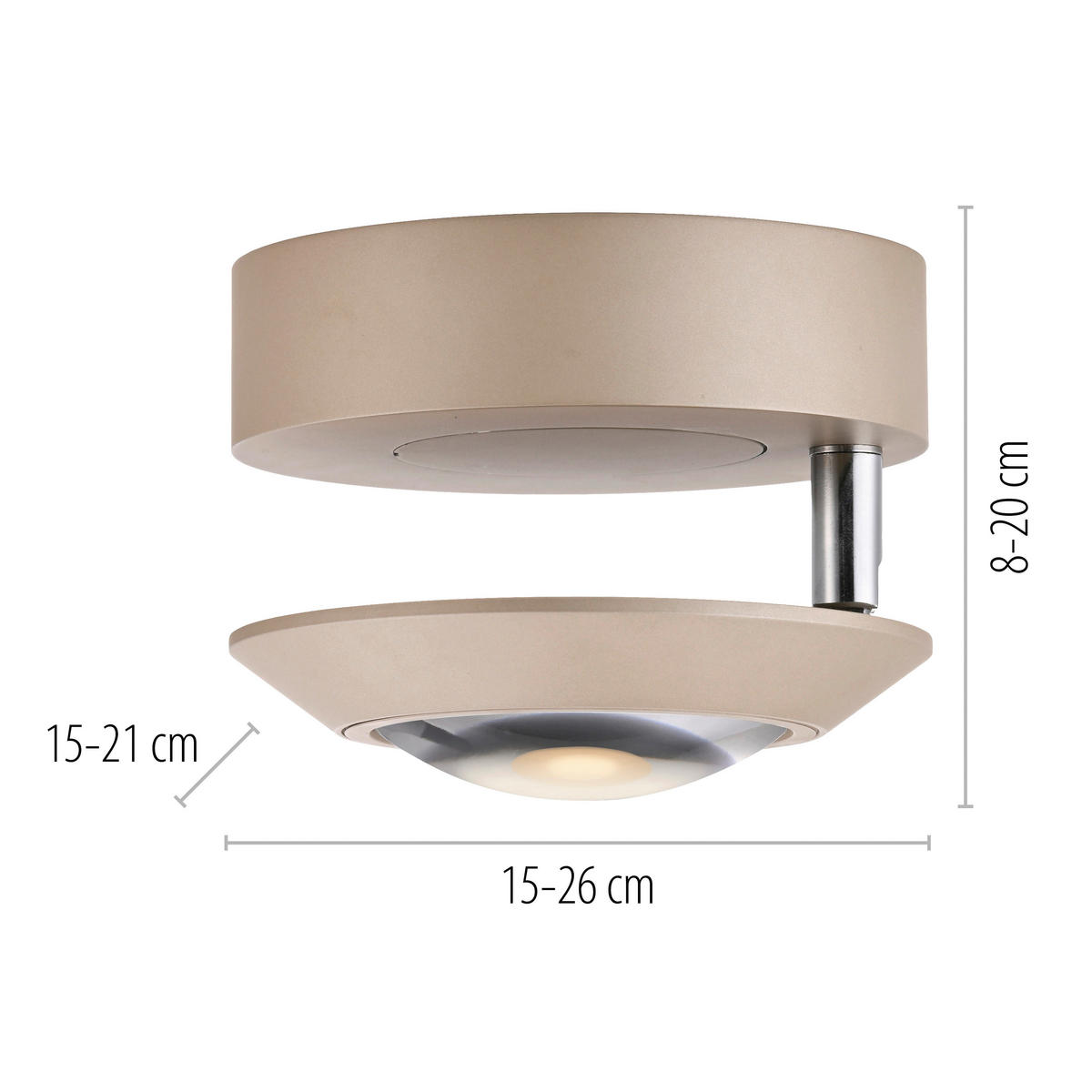 LED-DECKENLEUCHTE Oculis 26/21/20 cm   - Bronzefarben, MODERN, Glas/Kunststoff (26/21/20cm) - Neuhaus PURE