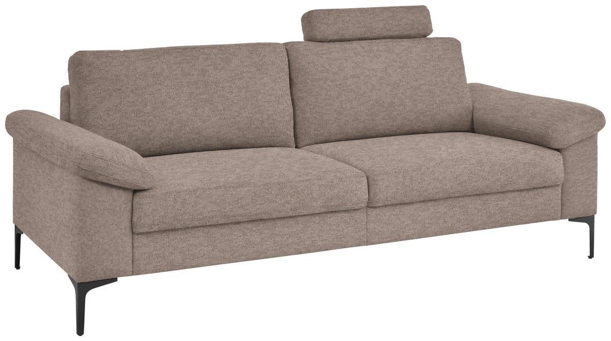 3-SITZER-SOFA in Flachgewebe Taupe  - Taupe/Schwarz, Design, Textil/Metall (226/89/97cm) - Pure Home Lifestyle