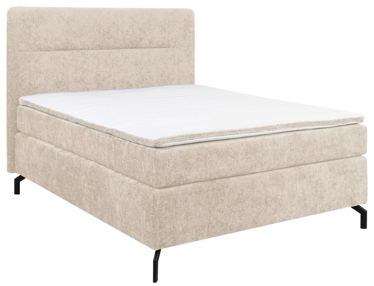 BOXSPRINGBETT 140/200 cm  in Kaschmir  - Kaschmir/Schwarz, Design, Textil/Metall (140/200cm) - Esposa