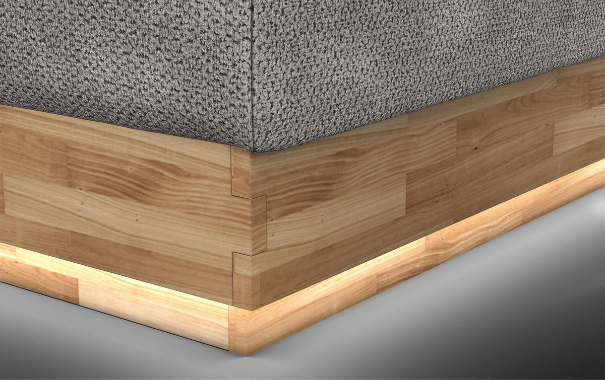 BOXSPRINGBETT 180/200 cm  in Beige  - Beige/Schwarz, Natur, Holz/Textil (180/200cm)